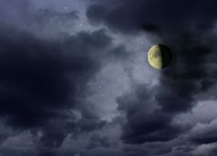 月亮的晚上多云的天空月亮发光的的黑暗晚上天空与星星宇宙景观月亮星光的晚上