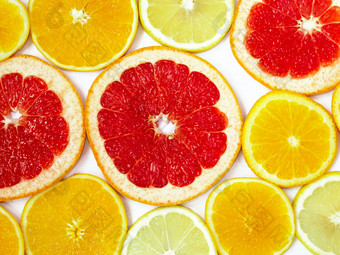 柑橘类模式橙色和葡萄柚片柑橘类模式橙色和葡萄柚片彩色的柑橘类模式