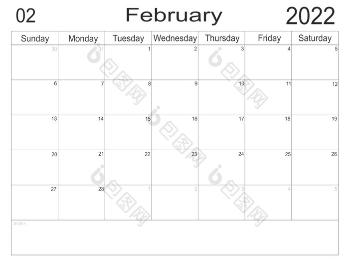 日历2月时间表与空白请注意为列表纸背景规划师2月空细胞规划师每月组织者日历列表信格式规划师2月空细胞规划师每月组织者日历