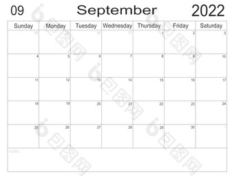 规划师为业务日历9月时间表与空白请注意为列表纸背景规划师9月空细胞规划师每月组织者日历周日开始规划师9月空细胞规划师每月组织者日历