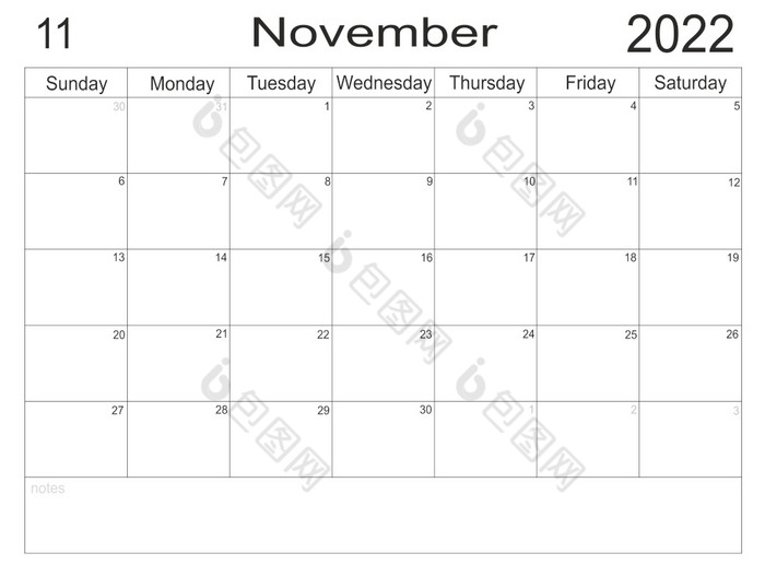 日历11月时间表与空白请注意为列表纸背景规划师11月周日开始一半信空细胞规划师每月组织者日历规划师11月空细胞规划师每月组织者日历