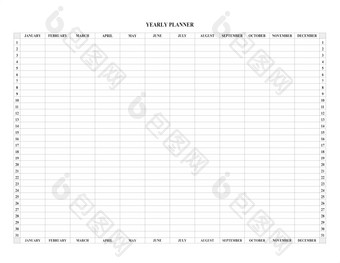 每年日历时间表与空细胞写空白请注意为列表纸背景规划师英语空细胞规划师每年组织者日历每年日历时间表与空细胞写规划师英语