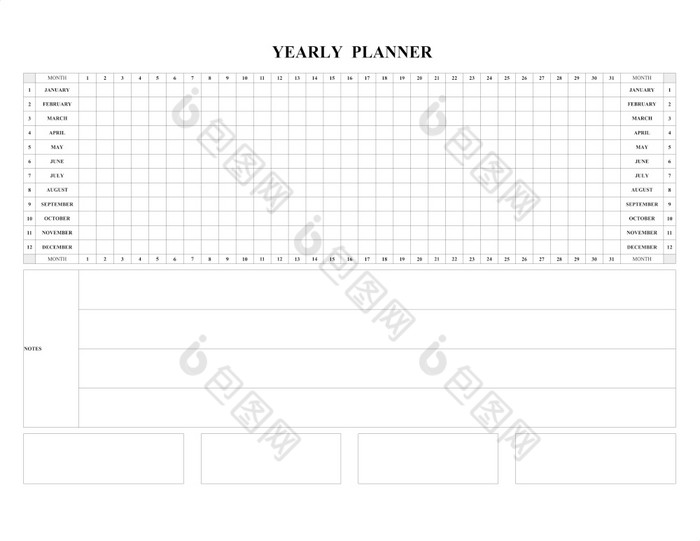 每年日历规划师时间表与空细胞写列表空白请注意为列表纸背景规划师英语空细胞规划师每年组织者每年日历规划师时间表与空细胞写列表