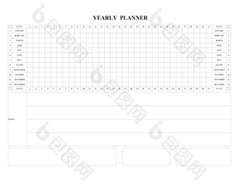 每年日历规划师时间表与空细胞写列表空白请注意为列表纸背景规划师英语空细胞规划师每年组织者每年日历规划师时间表与空细胞写列表
