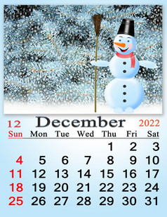 美丽的日历为12月与图片新一年树和令人难以置信的雪人新一年树与雪人和日历首页规划师日历为12月与图片令人难以置信的雪人首页规划师