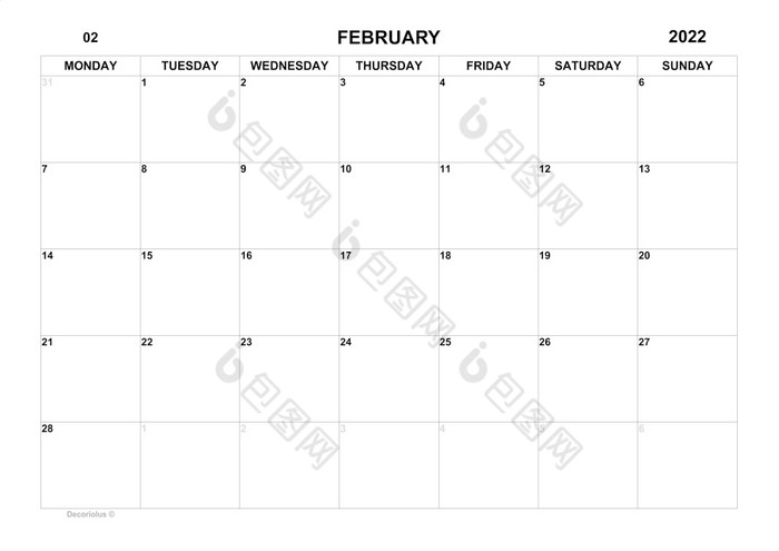 规划师为2月时间表为月每月日历组织者为2月业务计划待办事项列表为月空细胞规划师每月组织者日历周日开始规划师为4月时间表为月每月日历日历周日