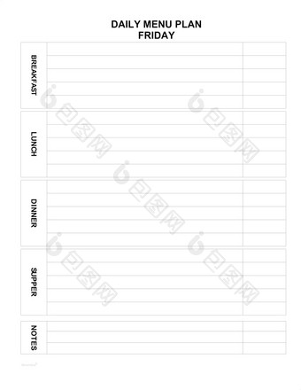 每天菜单计划为每一个一天家庭菜单为今天极简主义列表星期五餐空白为印刷餐plannerhomemaker帮助餐厅房间菜单舒适的空空白为厨房列表填满每天菜单计划为每一个一天家庭菜单为今天极简主义列表餐规划