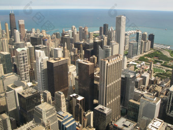 空中视图芝加哥伊利诺斯州看东北从的西尔斯塔
