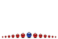 红色的圣诞节球而且蓝色的中心与的地方为文本