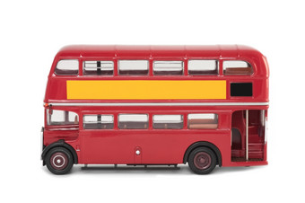 微型规模模型古董红色的伦敦公共汽车白色