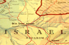 特写镜头地图细节以色列