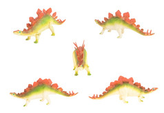 玩具剑龙恐龙孤立的白色面对不同的方向