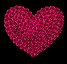 爱概念图像心形状使红色的玫瑰孤立的黑色的背景