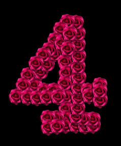 爱概念图像数量使粉红色的玫瑰孤立的黑色的背景设计元素为爱主题