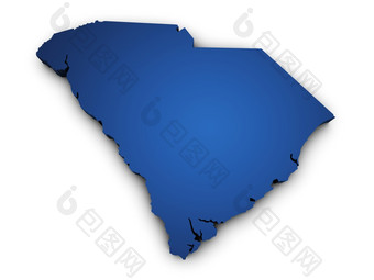 形状南卡罗莱纳状态地图彩色的蓝色的而且孤立的白色背景