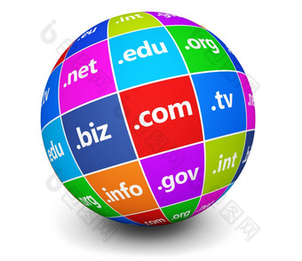 网站和互联网域的名字网络概念与域标志和文本色彩斑斓的全球
