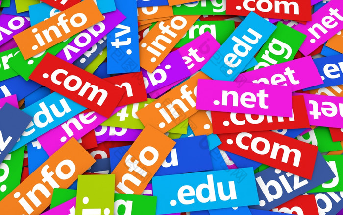 网络和互联网域的名字概念背景与moltitude网站域迹象和文本分散色彩斑斓的纸