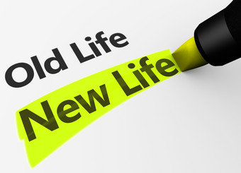 新生活方式与老生活概念与新生活词和标志突出显示与黄色的标记插图