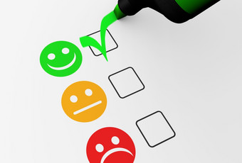<strong>客户满意度</strong>快乐反馈评级检查表和业务质量评价概念插图