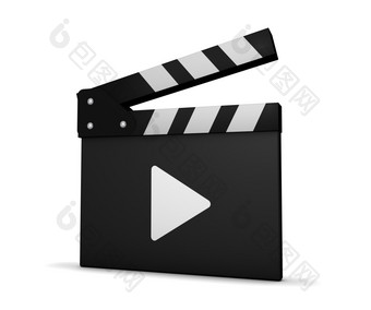 电影和视频<strong>场记</strong>板与玩图标插图白色背景