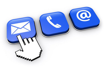 网站联系蓝色的按钮与电子邮件电话和图标插图