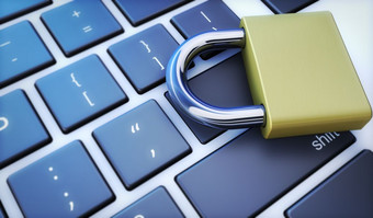 在线数字数据和<strong>网络安全</strong>概念与关闭挂锁电脑键盘插图