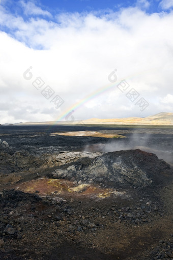 的Kroflustod熔岩字段的火山喷发的克拉夫拉火山的固化<strong>岩浆</strong>而且熔岩仍然热而且提供壮观的贫瘠的视图