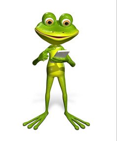 摘要插图的绿色青蛙与智能手机