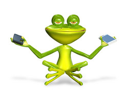 摘要插图的绿色青蛙与智能手机
