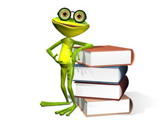 插图好奇的青蛙眼镜与书