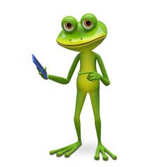 插图青蛙和智能手机白色背景