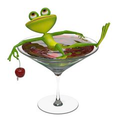 插图青蛙酒玻璃白色背景