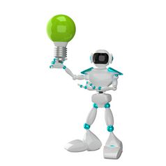 插图白色机器人与绿色白色背景