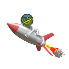 插图青蛙宇航服火箭白色背景