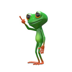 插图绿色青蛙与指出手指白色背景
