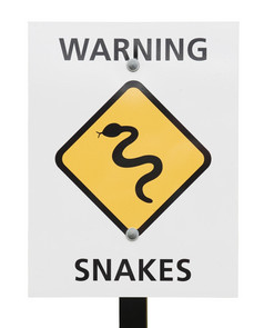 黄色的蛇警告标志的海滩澳大利亚