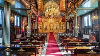 伊斯坦布尔火鸡3月室内细节从保加利亚斯蒂芬。教堂正统的教堂皮肤著名的为被使预制投铁元素的新哥特式的风格保加利亚斯蒂芬。教堂铁教堂金角istan