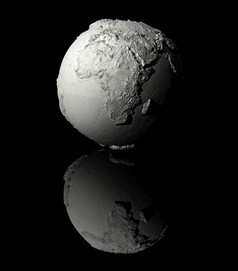 现实的模型地球地球黑色的背景非洲渲染