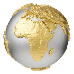黄金银全球没有水非洲呈现孤立的白色背景元素这图像有家具的已开启