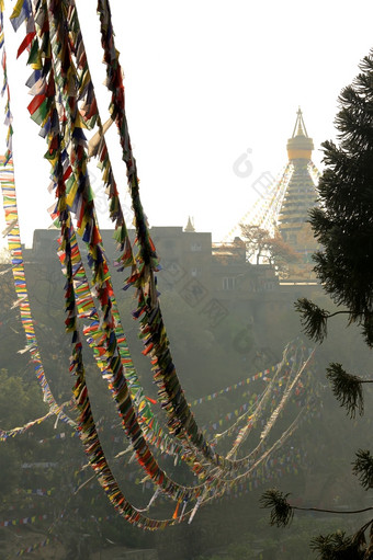 佛塔的斯瓦扬布纳特寺庙加德满都尼泊尔