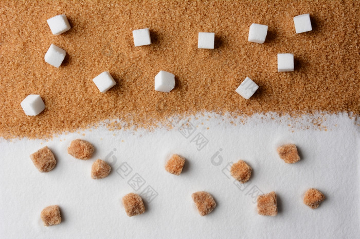 白色而且棕色（的）糖对比白色糖多维数据集生棕色（的）turbinado颗粒而且生棕色（的）糖肿块白色粒状糖
