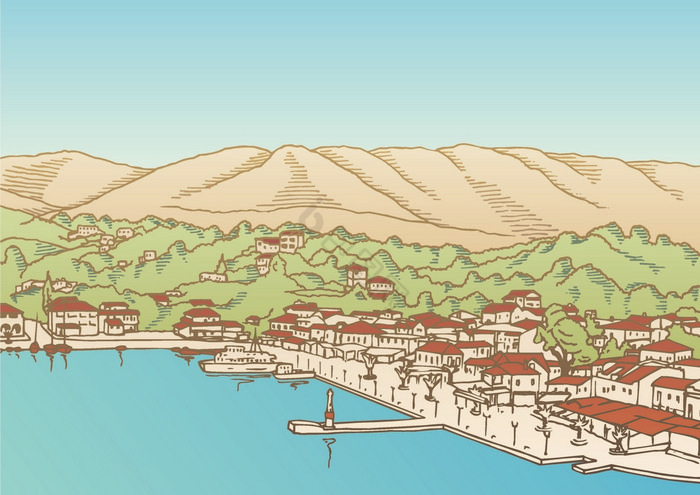 小希腊村的海图片