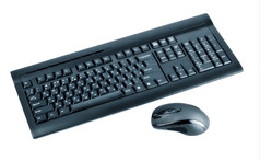 无线黑色的集鼠标而且电脑键盘孤立的白色