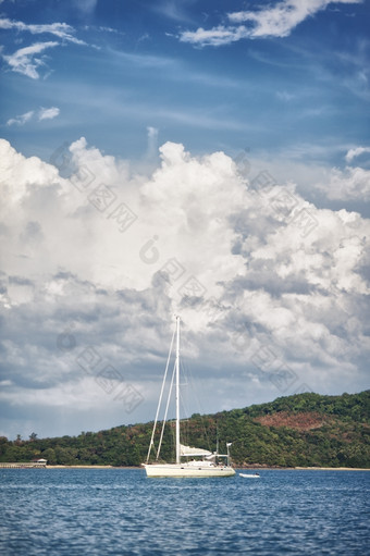 白色游艇锚安达曼海泰国