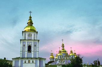 迈克尔时修道院日落基辅乌克兰