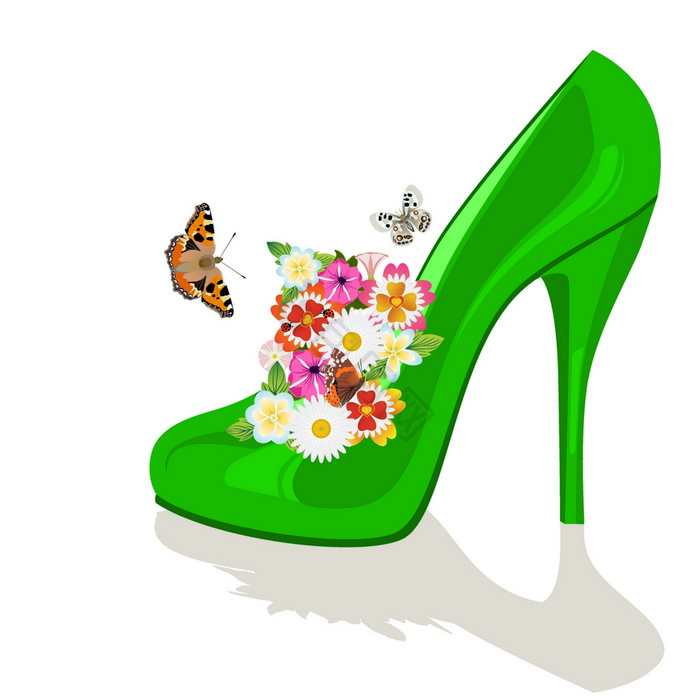 鞋子花和蝴蝶图片
