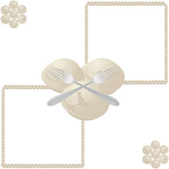 烹饪产品饺子而且两个表格叉插图白色背景