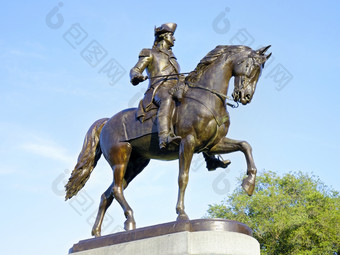 乔治华盛顿雕像波士顿下议院公共花园中央波士顿麻萨诸塞州美国