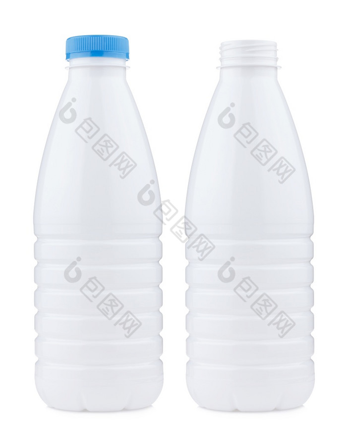 塑料升瓶关闭和开放孤立的白色背景