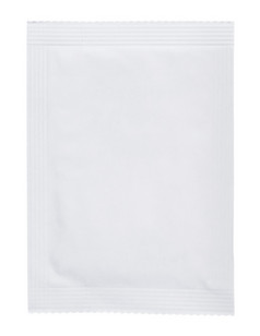 密封空白白色纸pouchbag袋与箔层内部孤立的白色背景